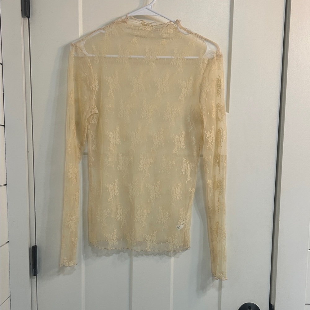 Elegant Lace Long Sleeve Top - Cream